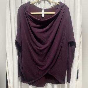 Athleta Plum Long Sleeve Hoodie Size Medium Oversized Cross Front with Pockets